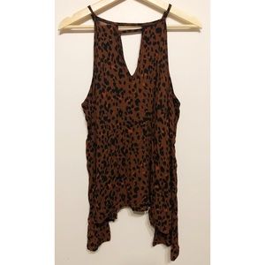 Mossimo Leopard Cold Shoulder Long Sleeve Top // L